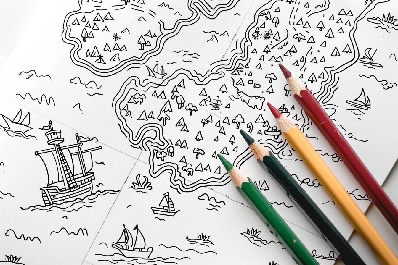 Free Printable PDF Pirate Map Coloring Pages