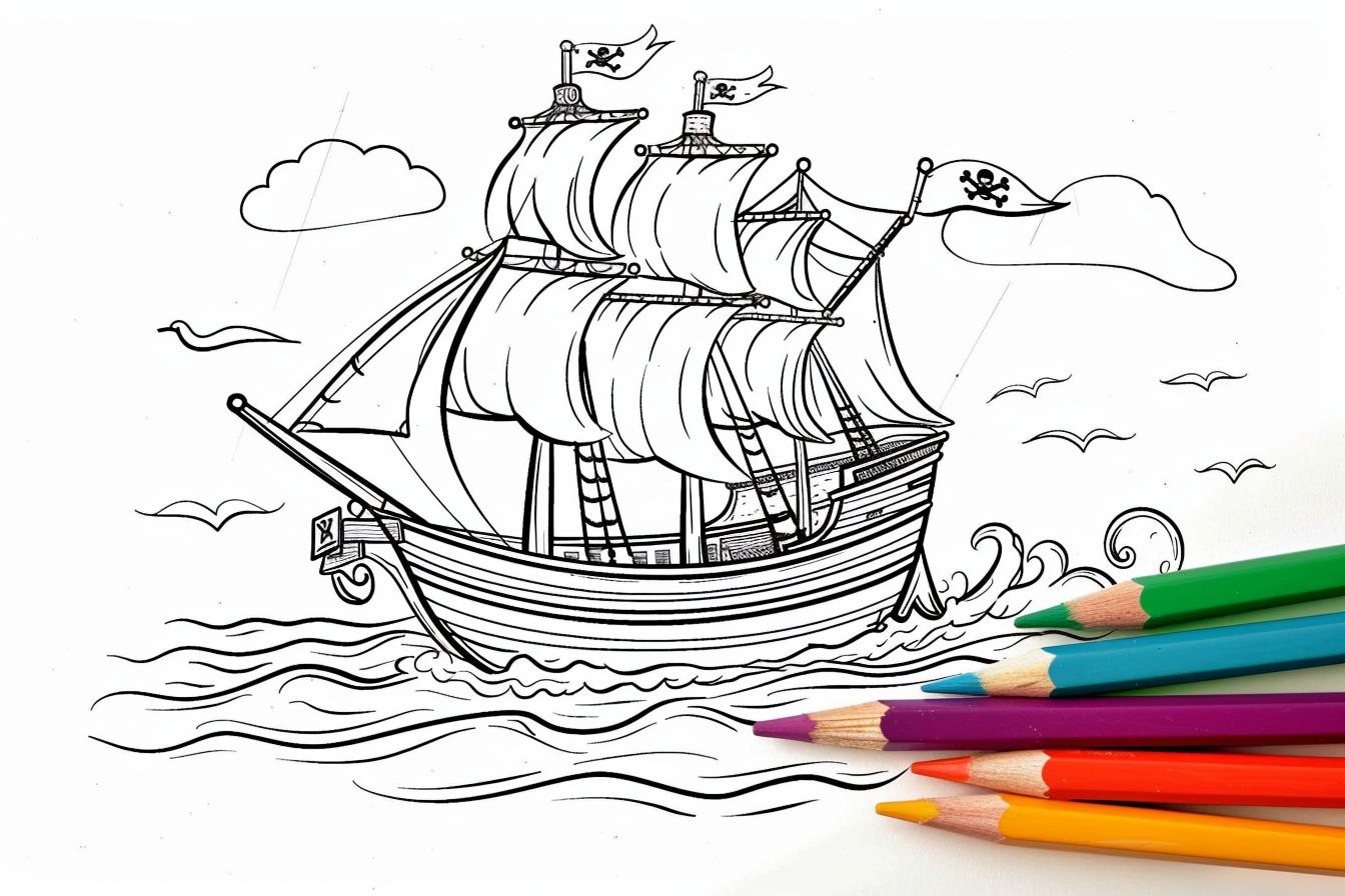 Free Pirate Ship Coloring Pages