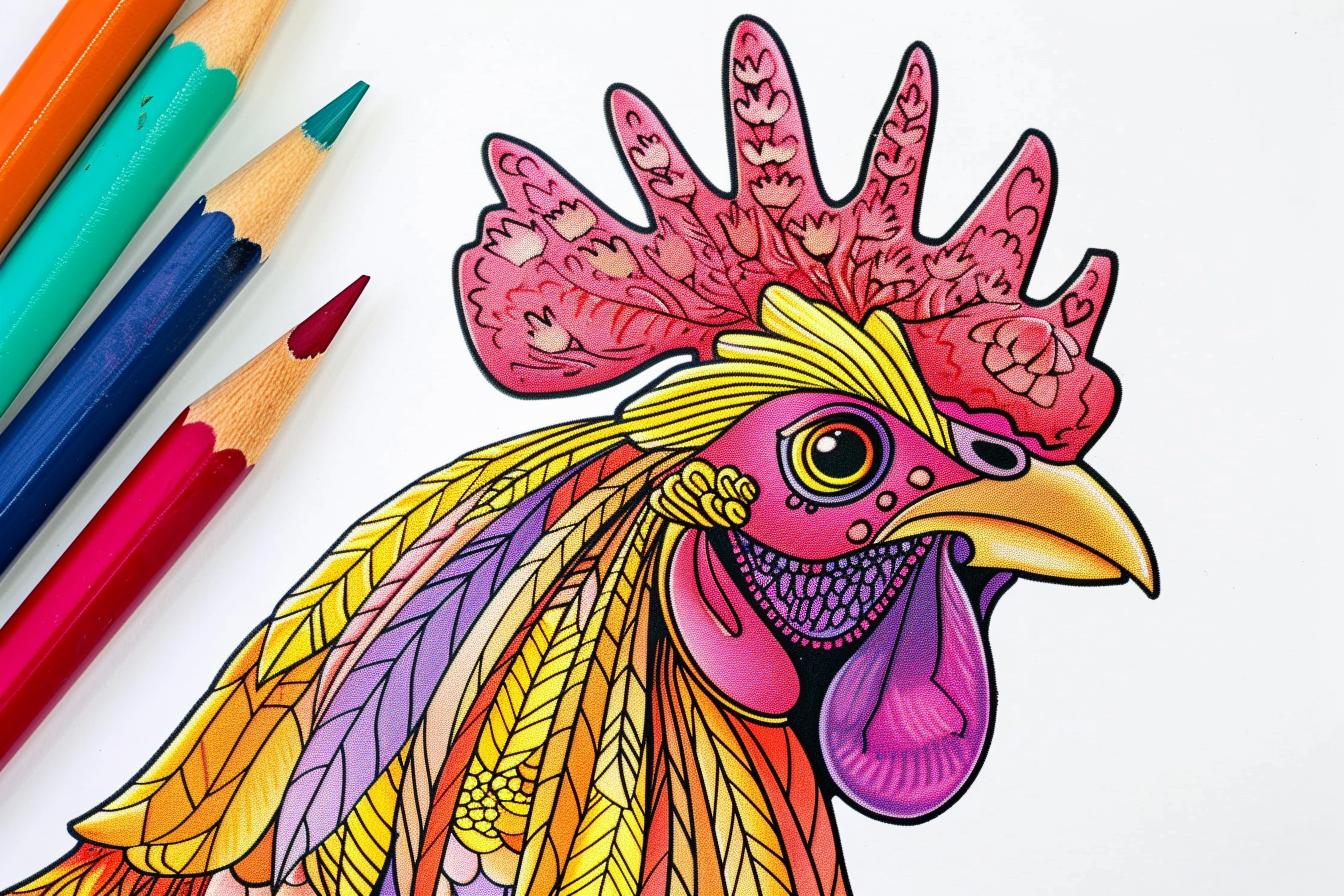 Free Printable PDF Rooster Coloring Pages