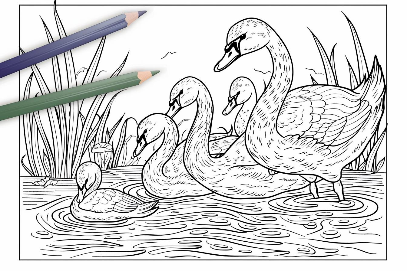 Free Printable PDF Swan Coloring Pages