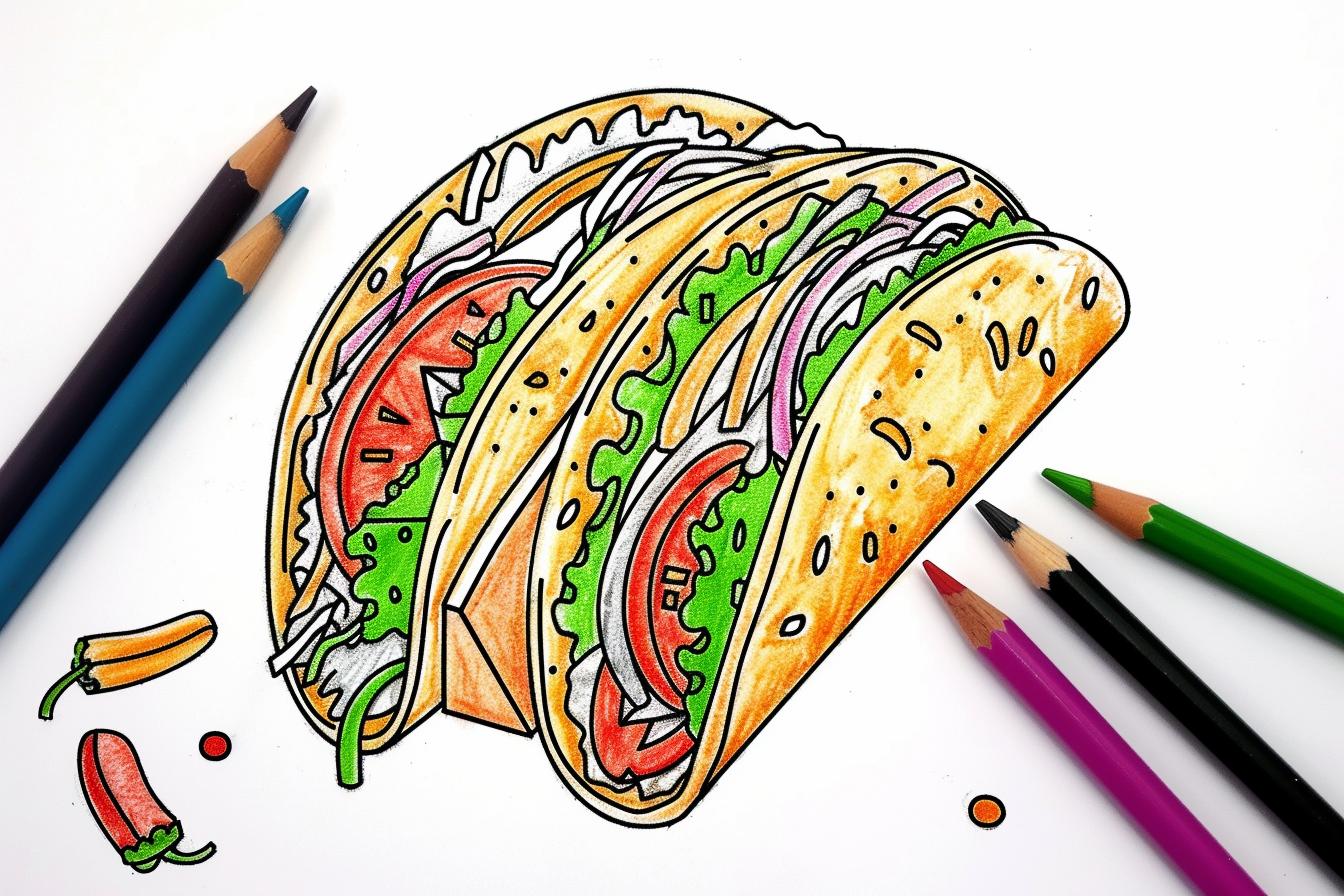 Free Printable PDF Taco Coloring Pages