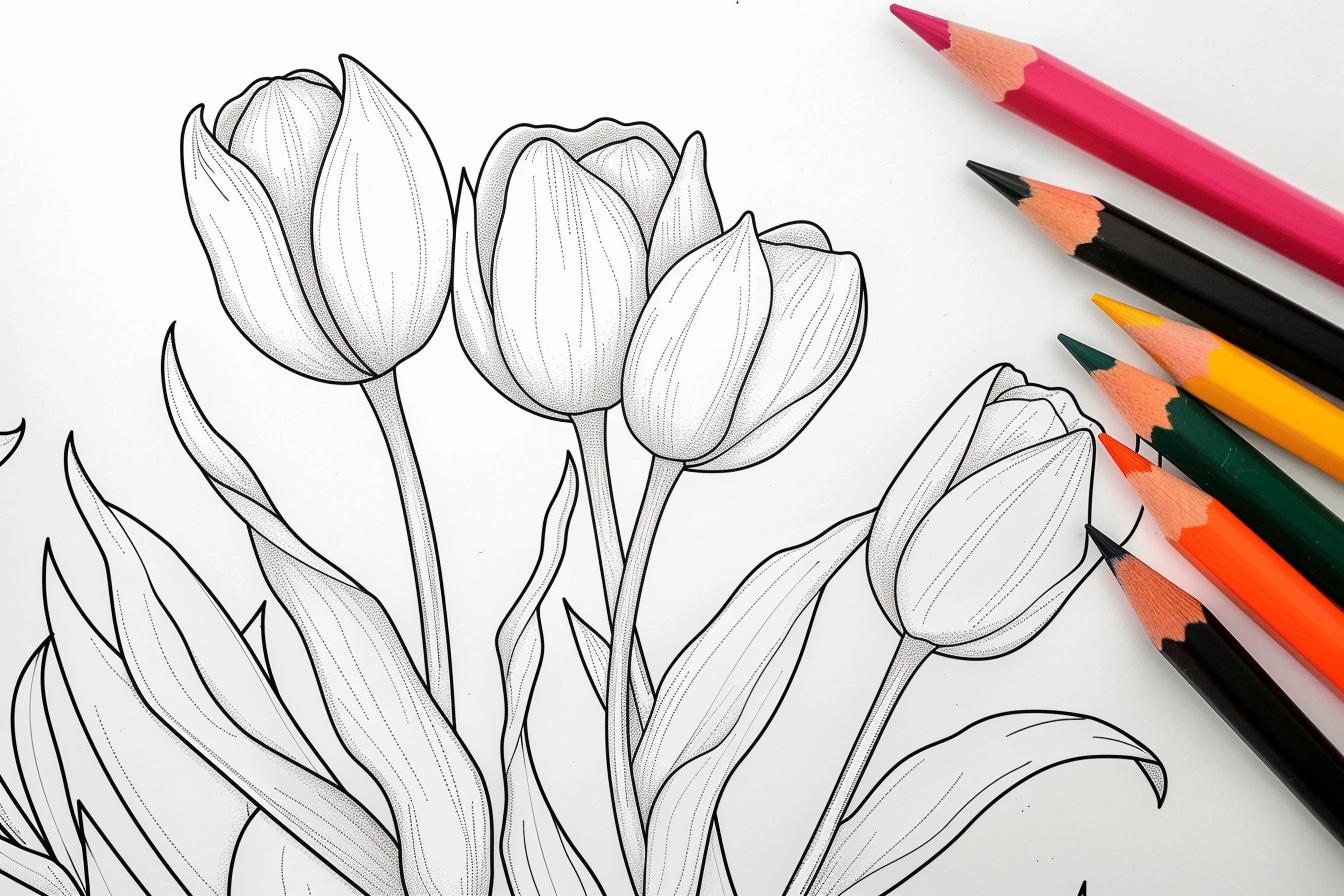 Free Tulip Coloring Pages